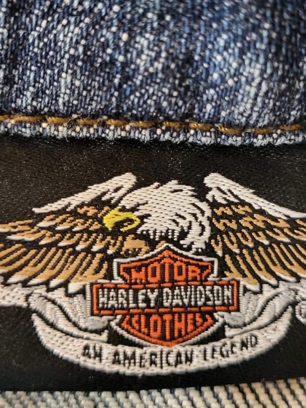 Vintage Harley Davidson Denim Jacket L Pink Eagle Studded GM15411 96141-07VW - Picture 10 of 14